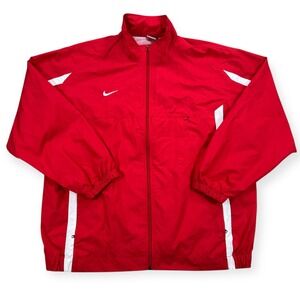Vintage Nike Track Jacket Men's XL Red Mesh Lined Windbreaker Full Zip Swoosh